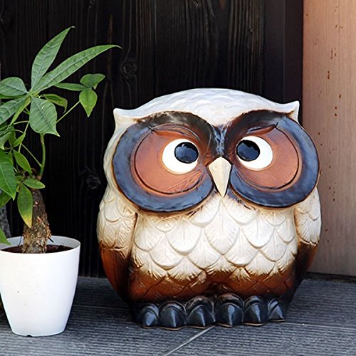 Amazon.co.jp: 信楽焼 10号福多郎(白)【fu-0139】 ふくろう 梟 陶器